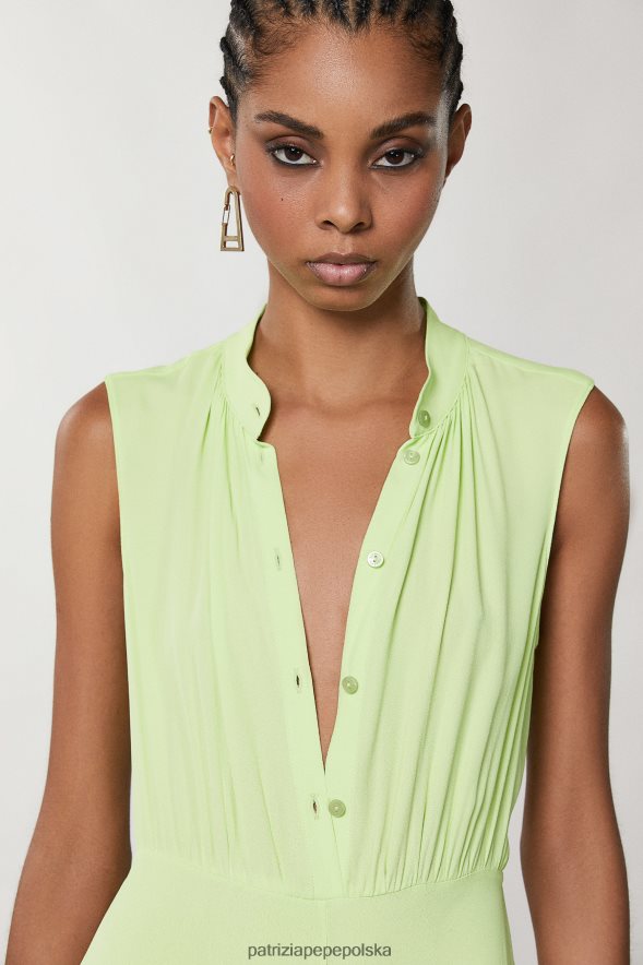 strój Patrizia Pepe letnia limonka kobiety sukienka o swobodnym kroju z dekoltem w kształcie mandarynki 866488328