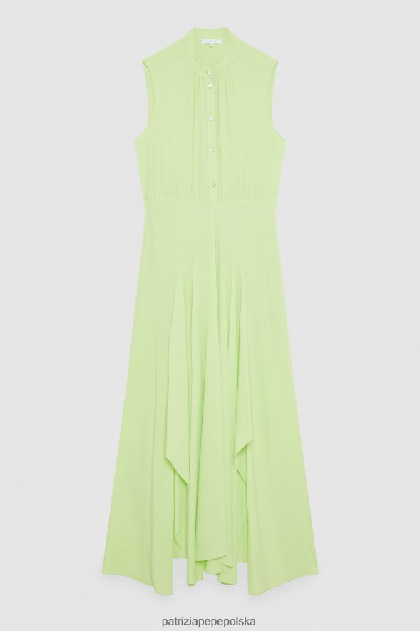 strój Patrizia Pepe letnia limonka kobiety sukienka o swobodnym kroju z dekoltem w kształcie mandarynki 866488328