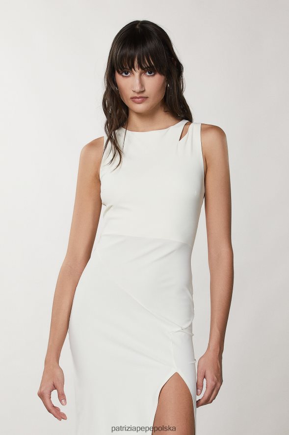 strój Patrizia Pepe pościel biała kobiety elegancka długa sukienka bez rękawów 86648868