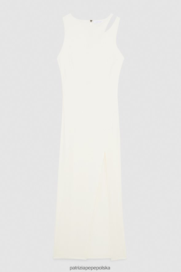 strój Patrizia Pepe pościel biała kobiety elegancka długa sukienka bez rękawów 86648868