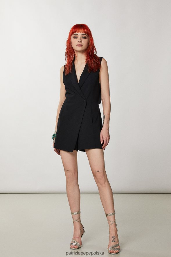 strój Patrizia Pepe Nero kobiety Mini kombinezon z marynarką i dekoltem 866488325