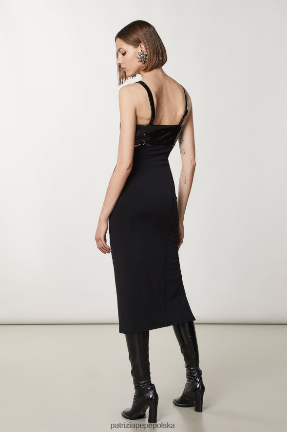 strój Patrizia Pepe Nero kobiety Sukienka z krepy o dopasowanym kroju 86648812
