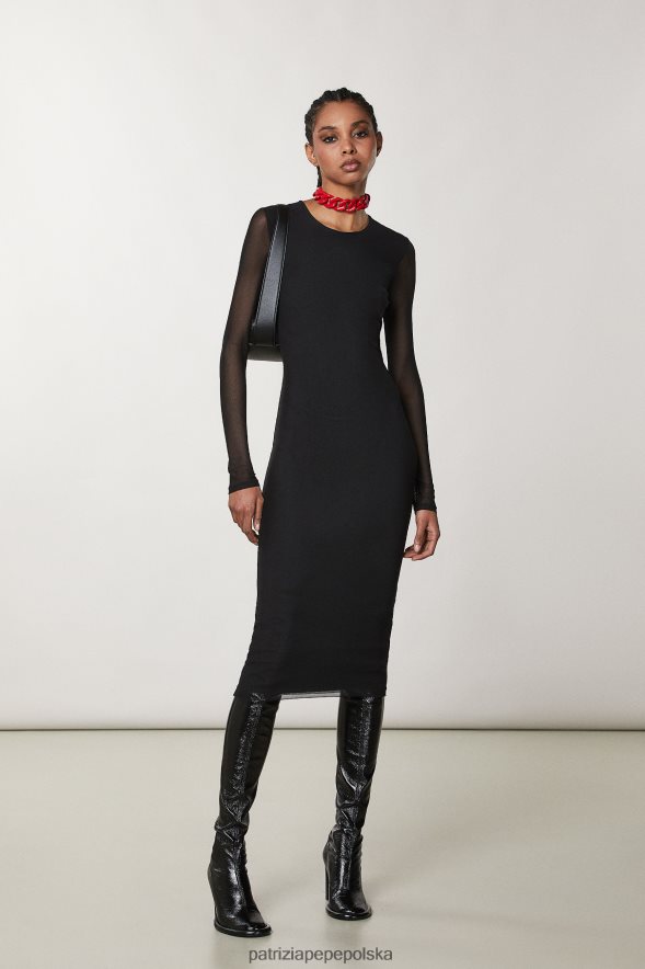 strój Patrizia Pepe Nero kobiety długa tiulowa sukienka 866488133