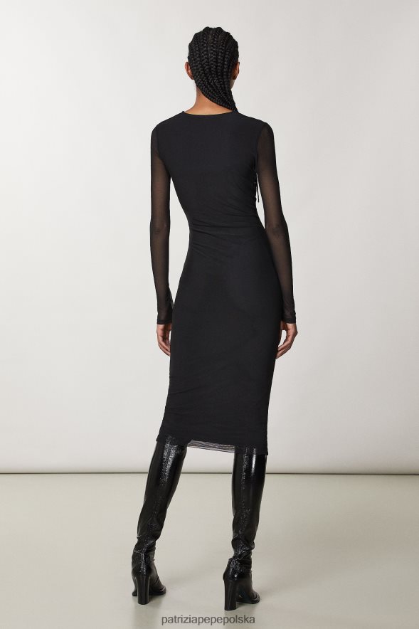 strój Patrizia Pepe Nero kobiety długa tiulowa sukienka 866488133
