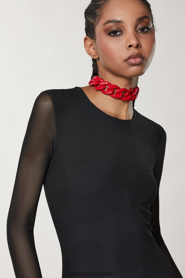 strój Patrizia Pepe Nero kobiety długa tiulowa sukienka 866488133