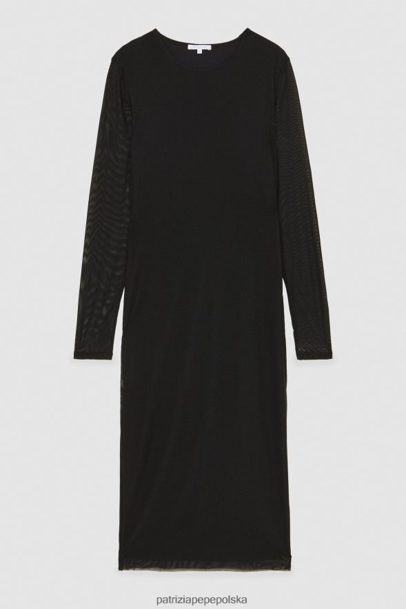 strój Patrizia Pepe Nero kobiety długa tiulowa sukienka 866488133