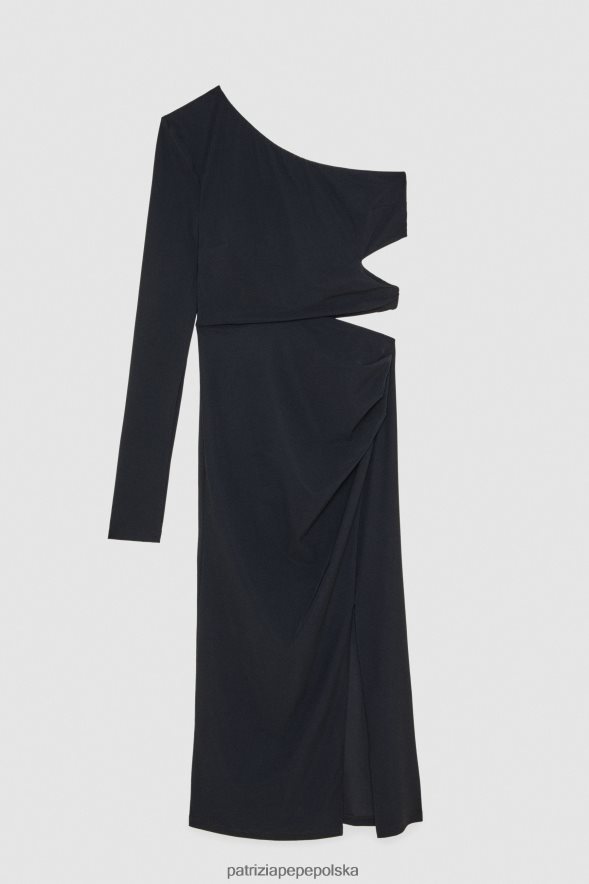 strój Patrizia Pepe Nero kobiety sukienka midi na jedno ramię 86648817