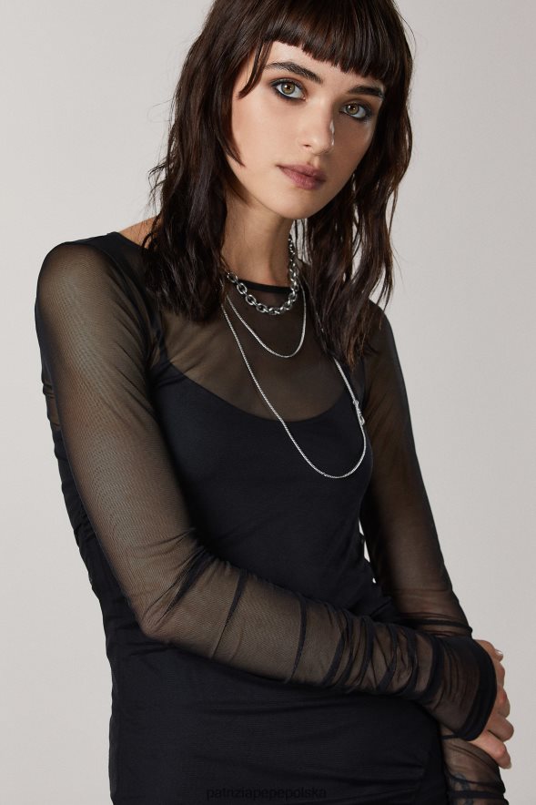 strój Patrizia Pepe Nero kobiety tiulowa sukienka midi 866488567