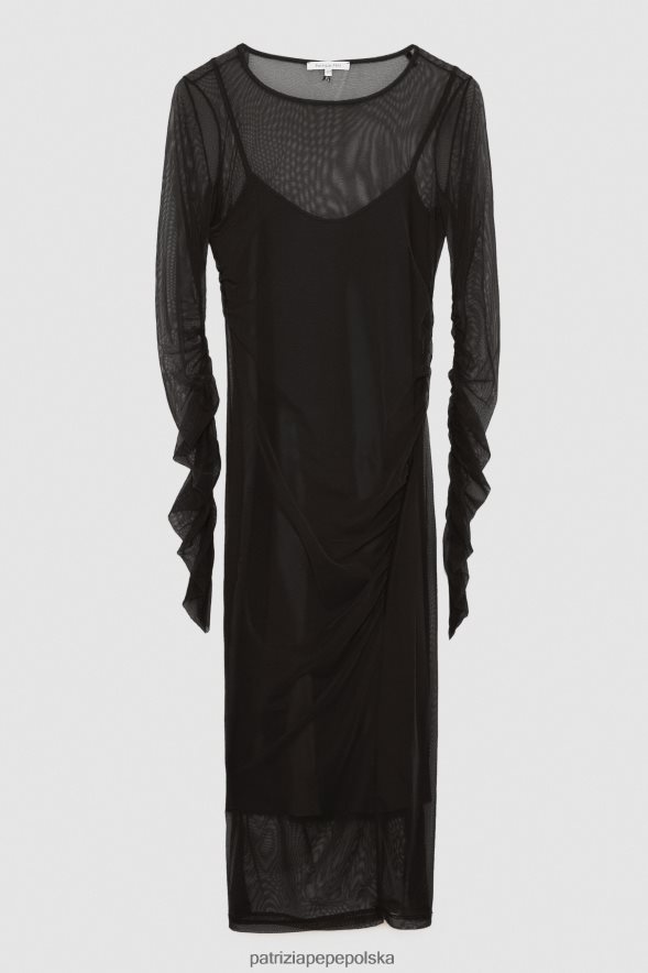 strój Patrizia Pepe Nero kobiety tiulowa sukienka midi 866488567