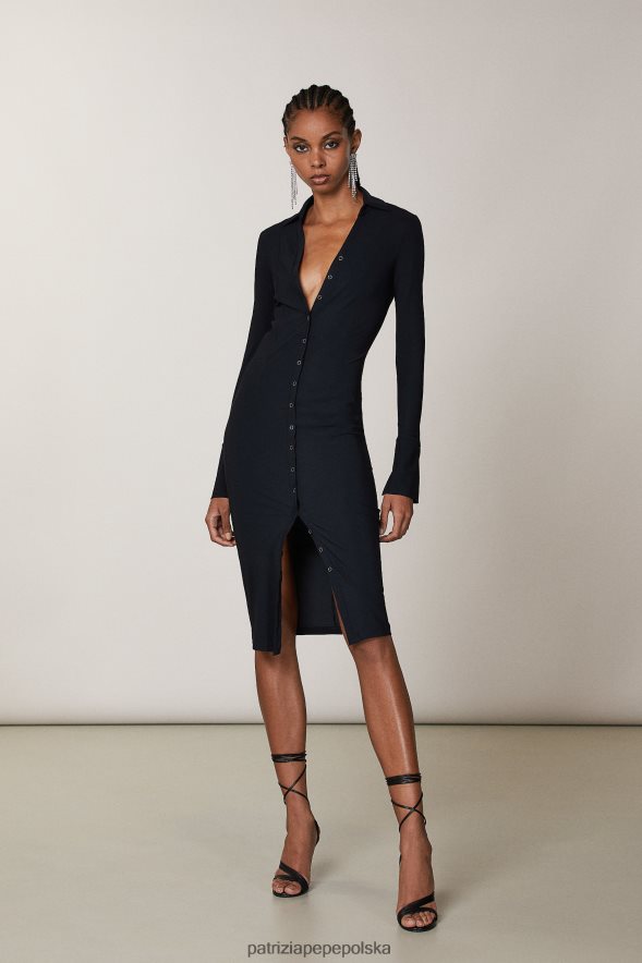 strój Patrizia Pepe Nero kobiety wąska sukienka koszulowa 866488340
