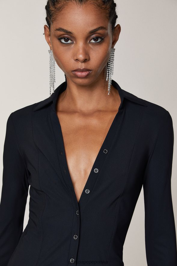 strój Patrizia Pepe Nero kobiety wąska sukienka koszulowa 866488340