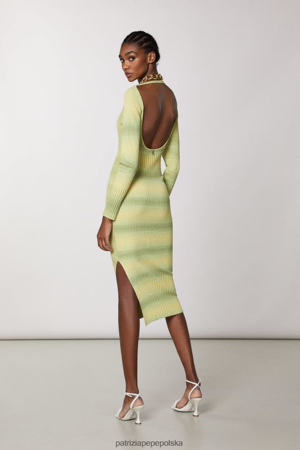 strój Patrizia Pepe degradacja wapna słonecznego kobiety sukienka wiskozowa o prążkowanym splocie 866488455