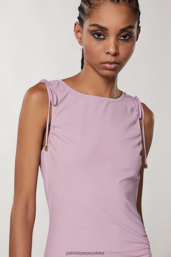 strój Patrizia Pepe fioletowo-fioletowy kobiety niezbędna sukienka midi 866488227