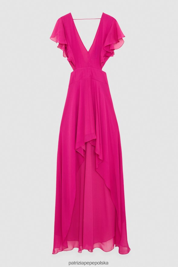 strój Patrizia Pepe flashowa fuksja kobiety sukienka z wiskozy i szyfonu 86648870