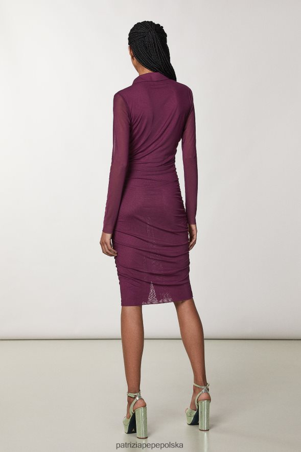 strój Patrizia Pepe futurystyczny fiolet kobiety tiulowa sukienka koszulowa 86648833