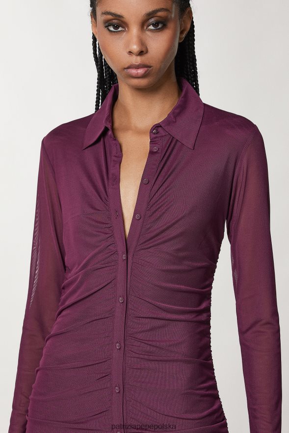 strój Patrizia Pepe futurystyczny fiolet kobiety tiulowa sukienka koszulowa 86648833