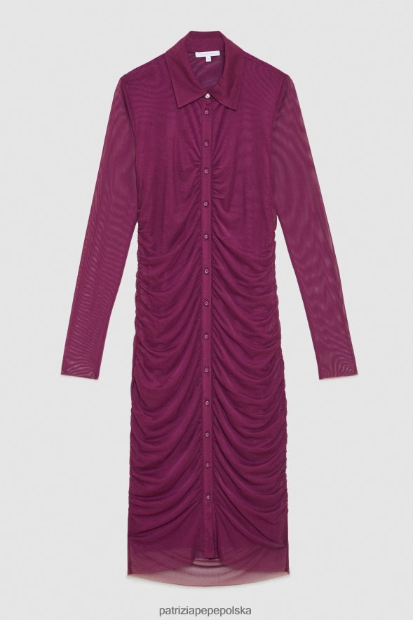 strój Patrizia Pepe futurystyczny fiolet kobiety tiulowa sukienka koszulowa 86648833