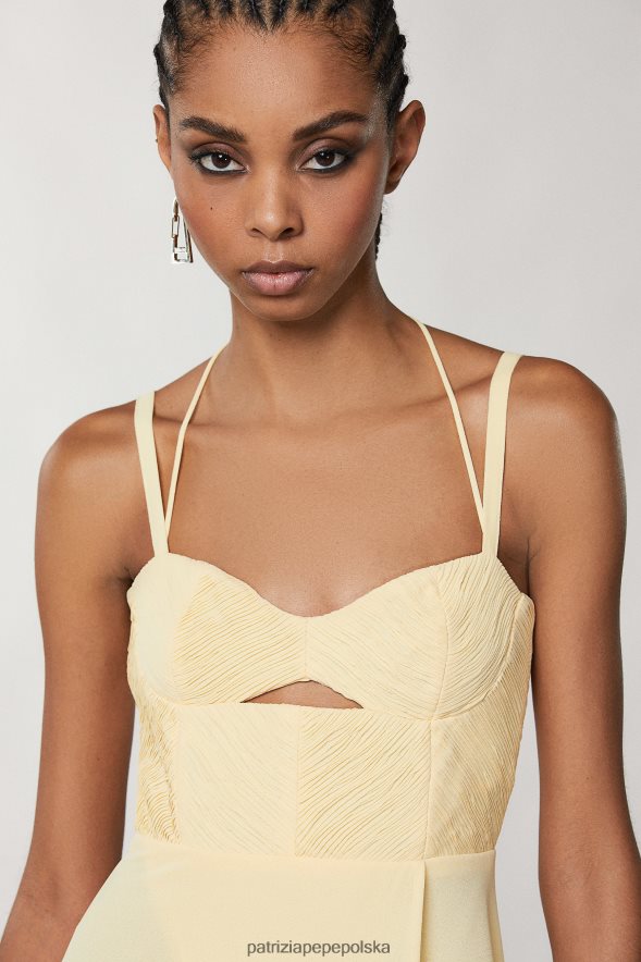 strój Patrizia Pepe klarowność żółta kobiety gorsetowa sukienka o swobodnym kroju 866488298