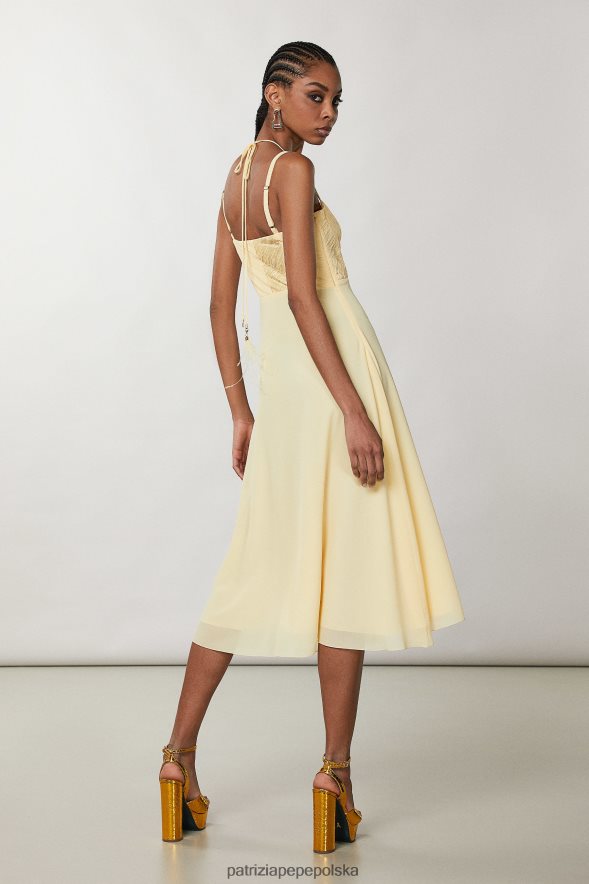 strój Patrizia Pepe klarowność żółta kobiety gorsetowa sukienka o swobodnym kroju 866488298