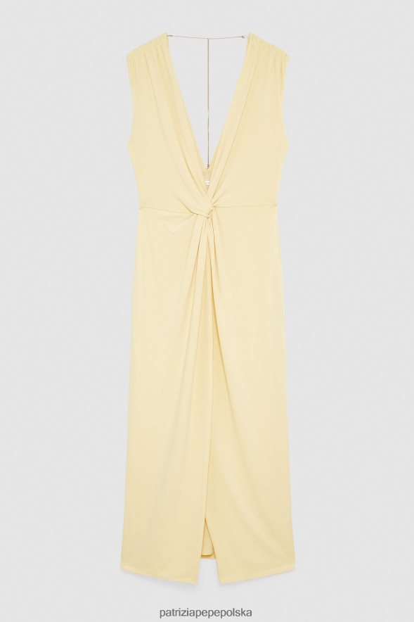 strój Patrizia Pepe klarowność żółta kobiety sukienka z węzłem i dekoltem w kształcie litery V 866488296
