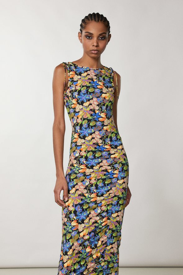 strój Patrizia Pepe kwiat metaświata kobiety dżersejowa sukienka midi 866488693