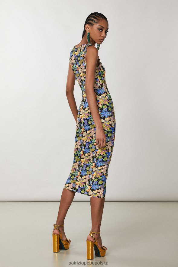 strój Patrizia Pepe kwiat metaświata kobiety dżersejowa sukienka midi 866488693