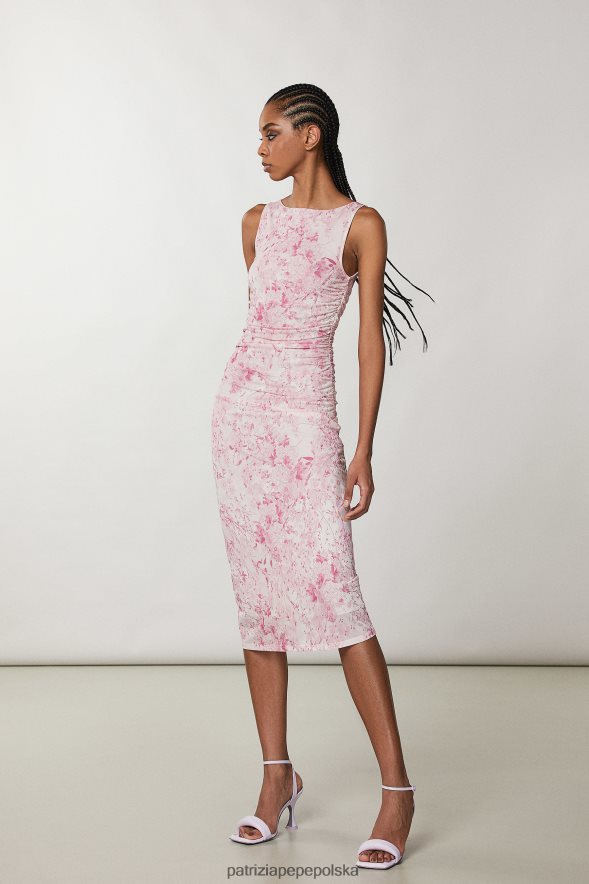 strój Patrizia Pepe kwiat róży kobiety marszczona sukienka midi 866488251