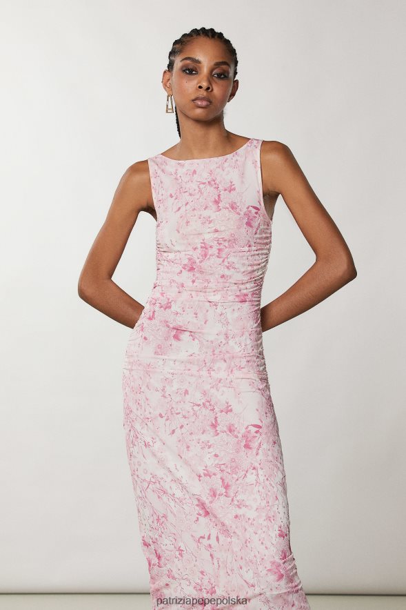 strój Patrizia Pepe kwiat róży kobiety marszczona sukienka midi 866488251