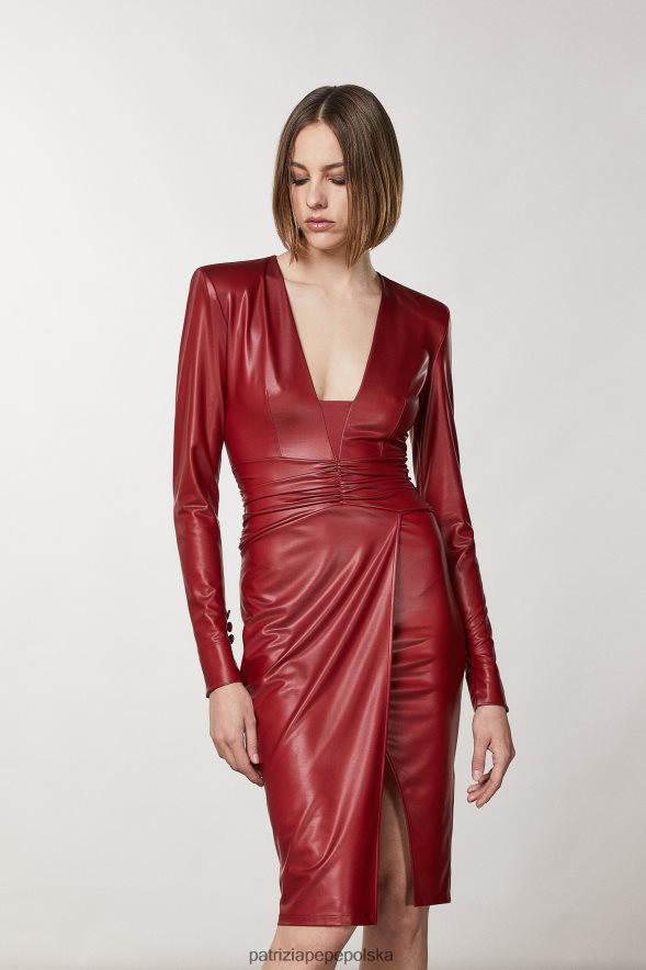 strój Patrizia Pepe marsjańska czerwień kobiety sukienka z powlekanego dżerseju 86648892