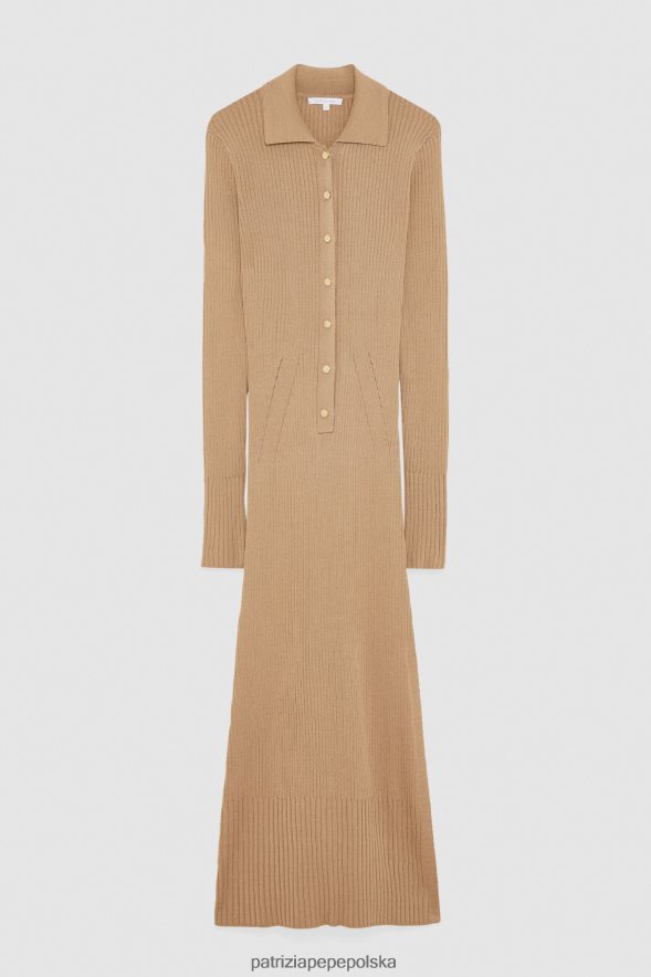 strój Patrizia Pepe marzycielski beż kobiety sukienka koszulowa midi 866488485
