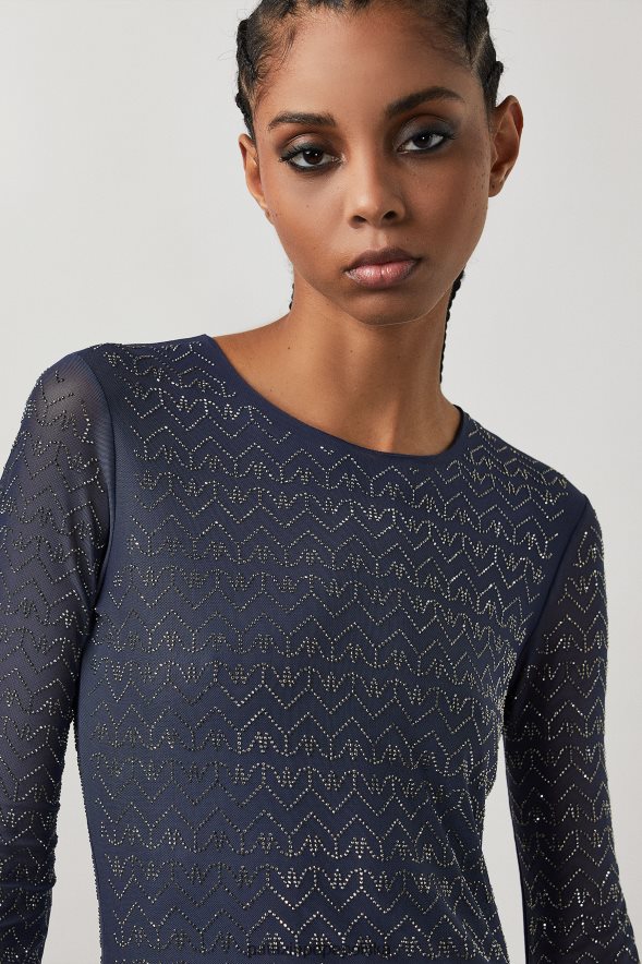 strój Patrizia Pepe monogram niebieski i stras kobiety sukienka z tiulu ze strasami 866488362