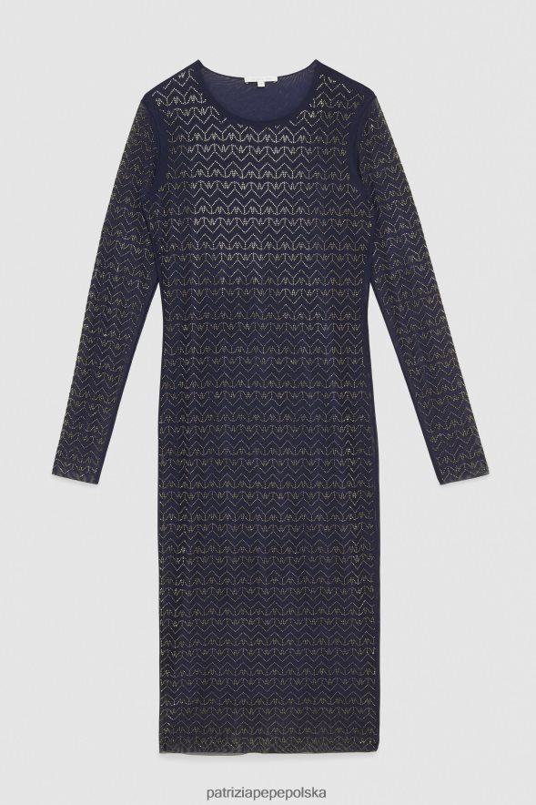 strój Patrizia Pepe monogram niebieski i stras kobiety sukienka z tiulu ze strasami 866488362