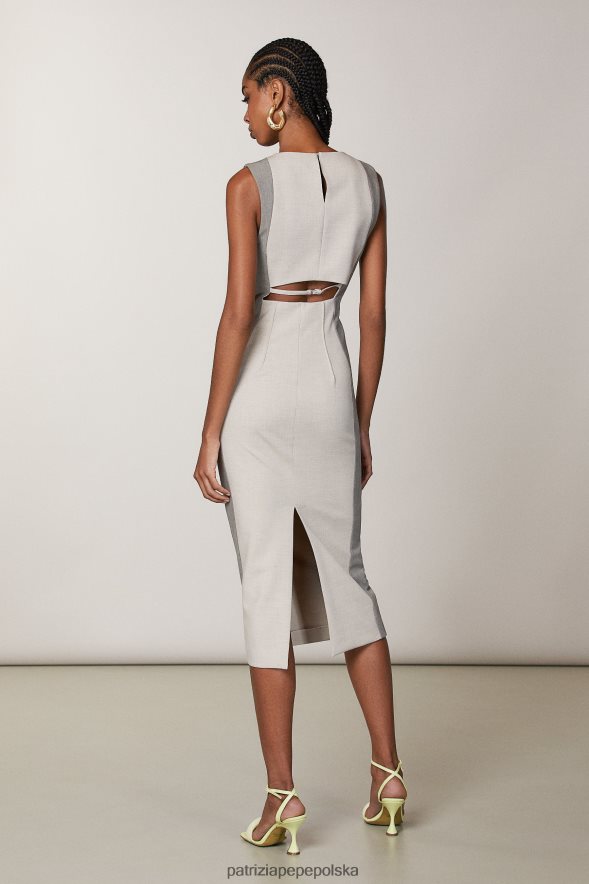 strój Patrizia Pepe naturalna mieszanka kobiety sukienka midi bez rękawów 866488423