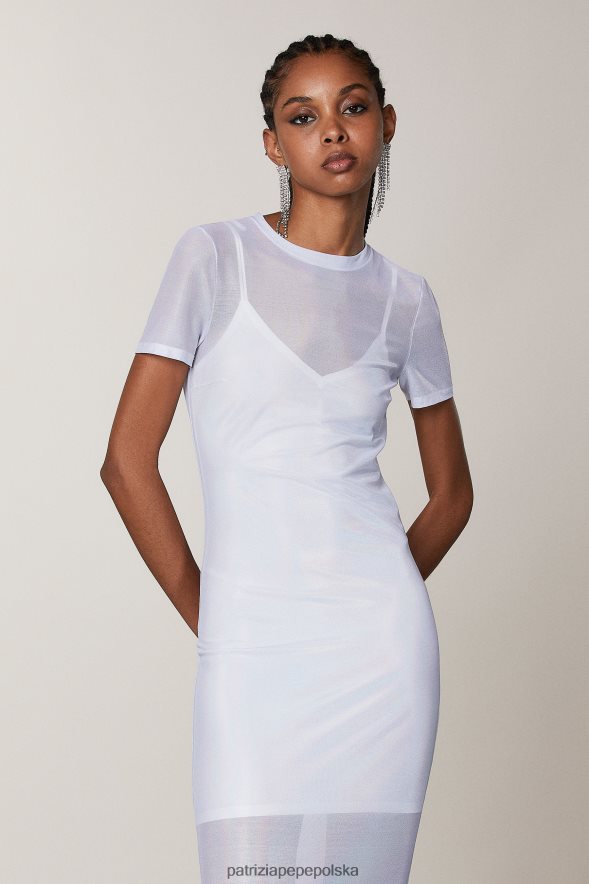 strój Patrizia Pepe opalizująca biel kobiety tiulowa sukienka 866488378