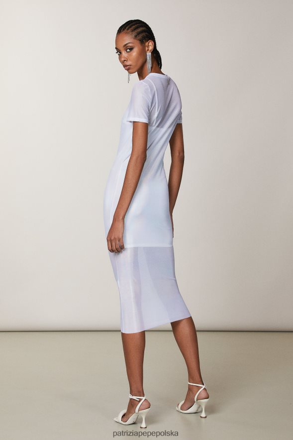 strój Patrizia Pepe opalizująca biel kobiety tiulowa sukienka 866488378
