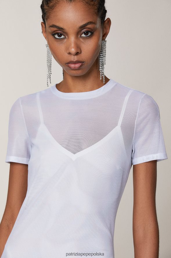 strój Patrizia Pepe opalizująca biel kobiety tiulowa sukienka 866488378