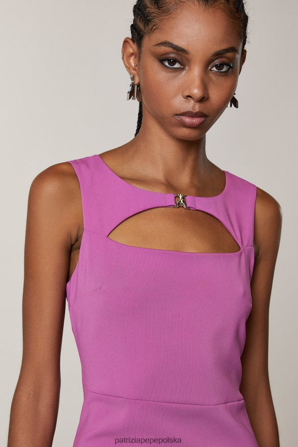 strój Patrizia Pepe orchidea fioletowa kobiety niezbędna sukienka midi 866488529