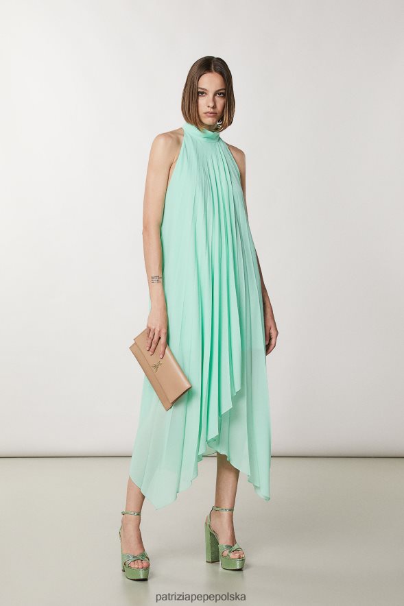 strój Patrizia Pepe planeta zielona kobiety plisowana sukienka bez rękawów 86648860