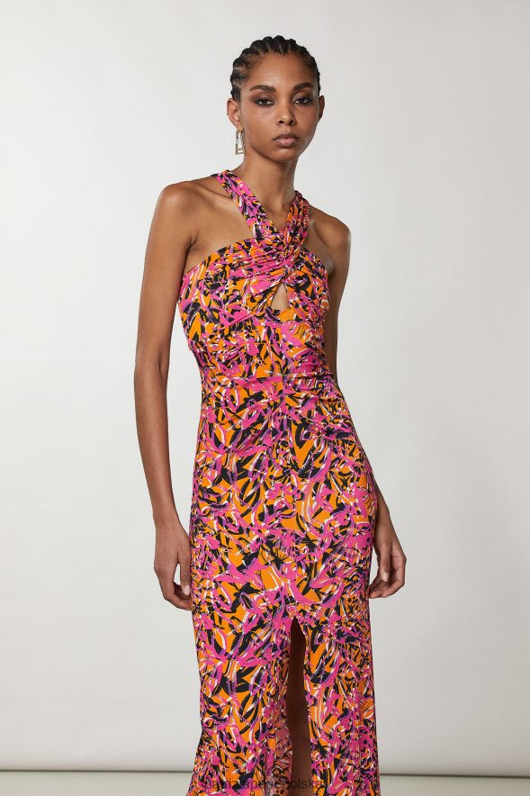 strój Patrizia Pepe streszczenie soczysta pomarańcza kobiety sukienka ze skrzyżowanym dekoltem 866488690