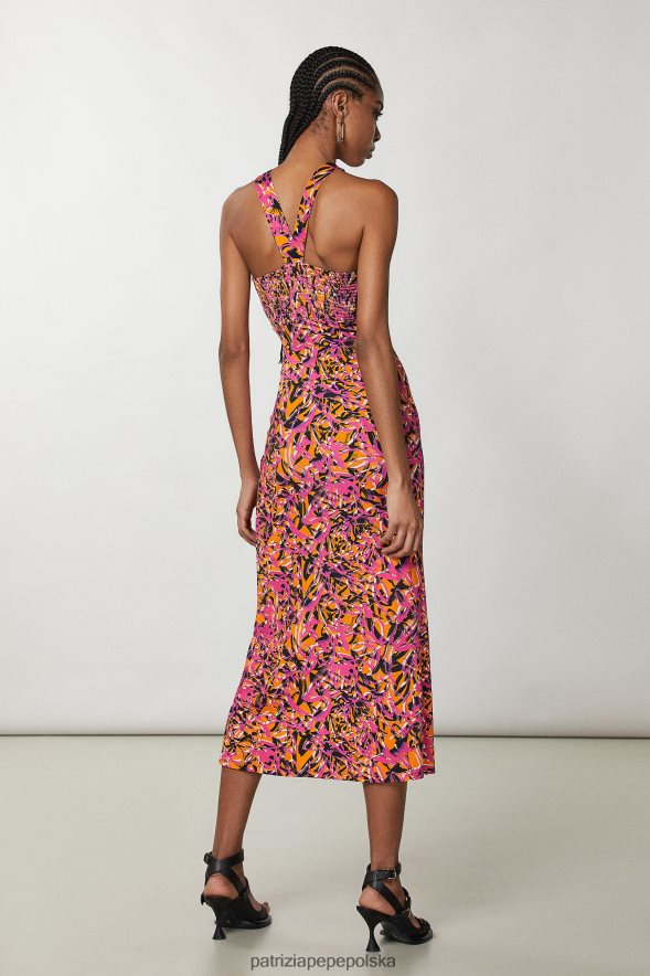 strój Patrizia Pepe streszczenie soczysta pomarańcza kobiety sukienka ze skrzyżowanym dekoltem 866488690