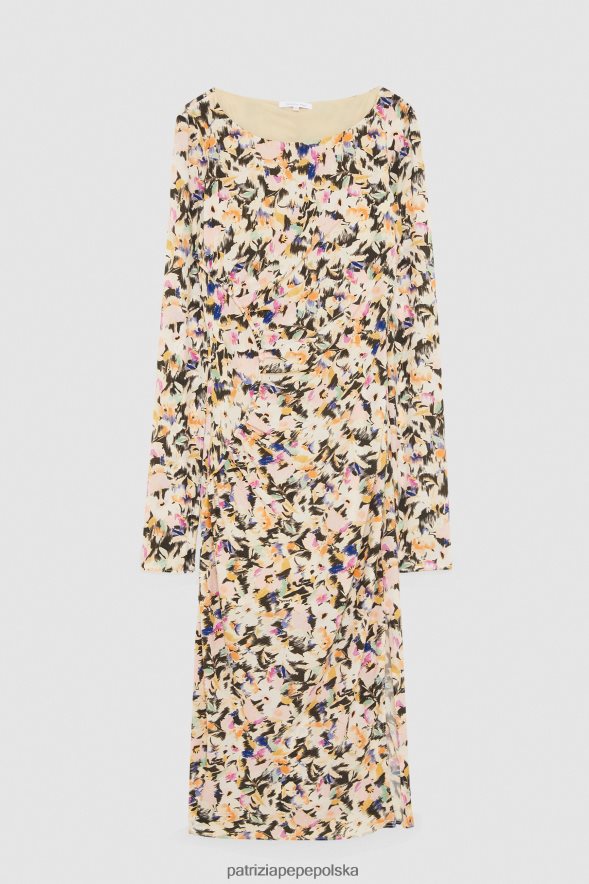 strój Patrizia Pepe techniczny nadruk kwiatowy kobiety sukienka midi z dekoltem w łódkę 866488361