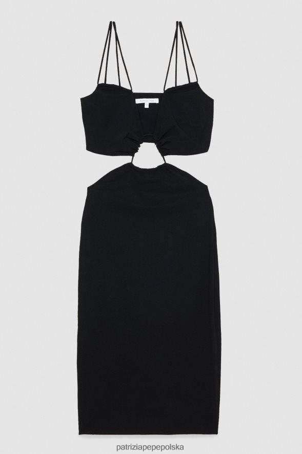 strój Patrizia Pepe Nero kobiety niezbędna sukienka z wycięciem 866488292