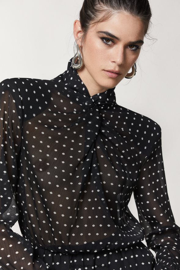 strój Patrizia Pepe czarny pois kobiety mini sukienka z krepy 86648832