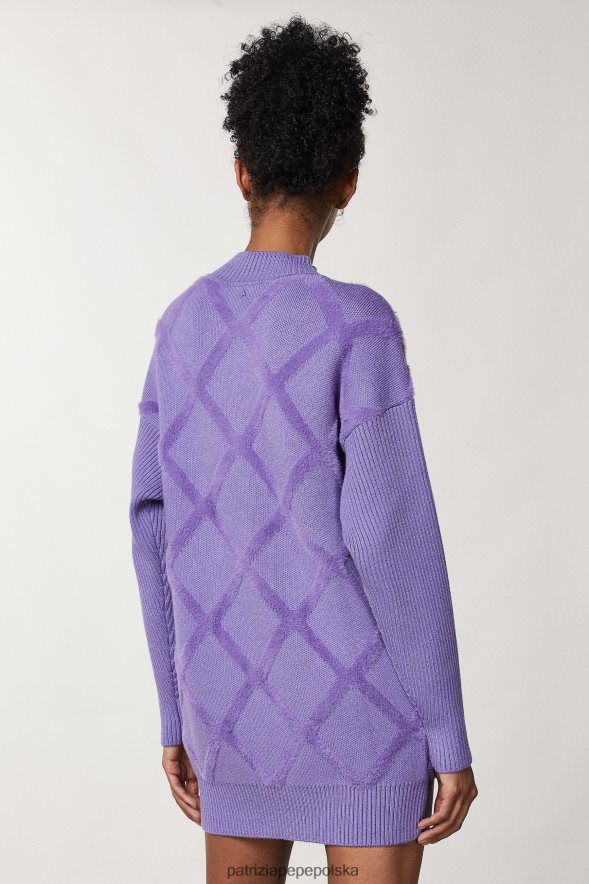 strój Patrizia Pepe fiolet mineralny kobiety wiskozowa sukienka sweterkowa 866488657