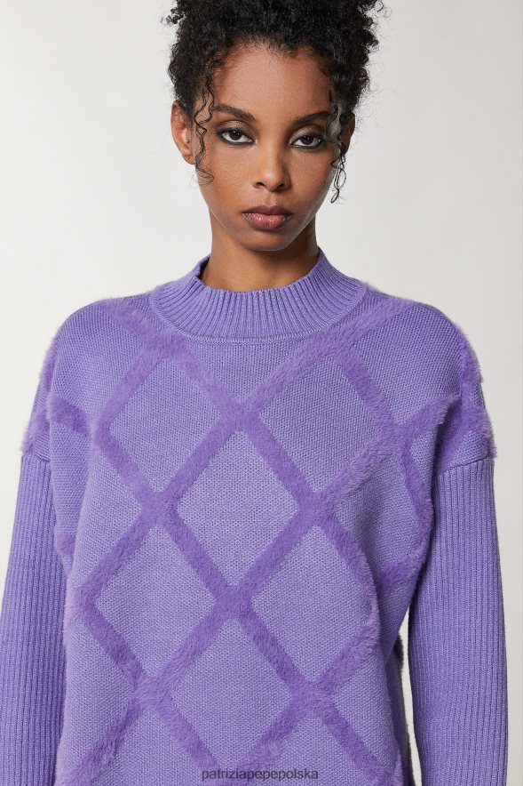 strój Patrizia Pepe fiolet mineralny kobiety wiskozowa sukienka sweterkowa 866488657
