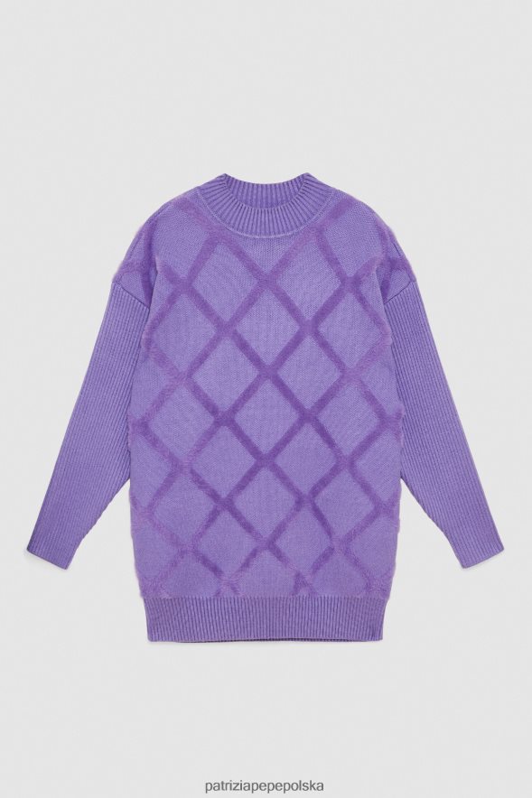 strój Patrizia Pepe fiolet mineralny kobiety wiskozowa sukienka sweterkowa 866488657