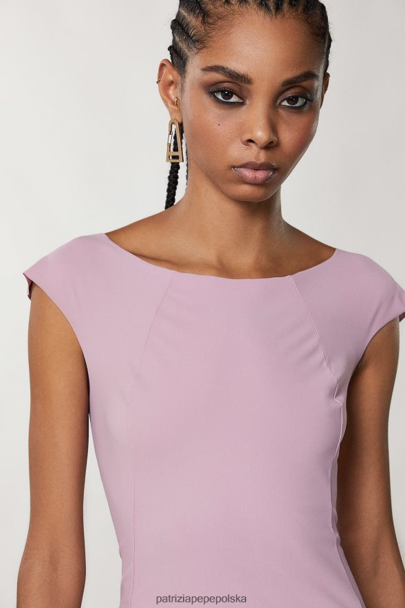 strój Patrizia Pepe fioletowo-fioletowy kobiety krótka sukienka płaszczowa 866488691