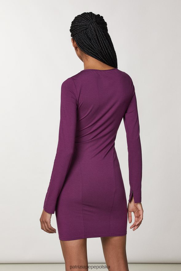 strój Patrizia Pepe futurystyczny fiolet kobiety mini sukienka z wiskozy 86648835