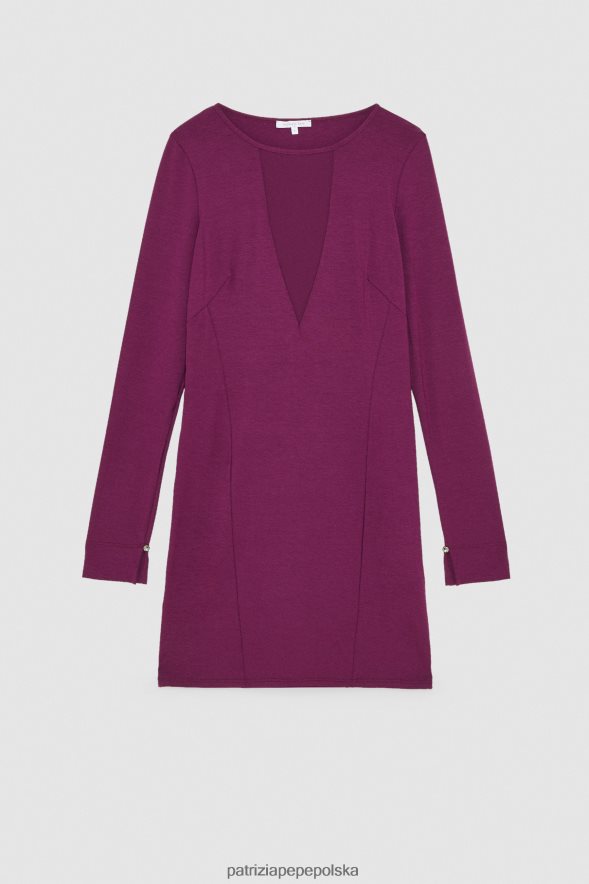 strój Patrizia Pepe futurystyczny fiolet kobiety mini sukienka z wiskozy 86648835
