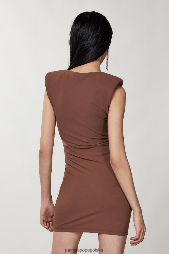 strój Patrizia Pepe gorzka czekolada kobiety Sukienka mini z jerseyu 866488484